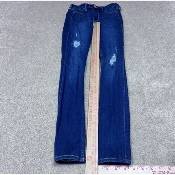 Hollister Ultra High Rise Jegging Distressed Faux Pockets Blue Size 1 - Picture 3 of 13